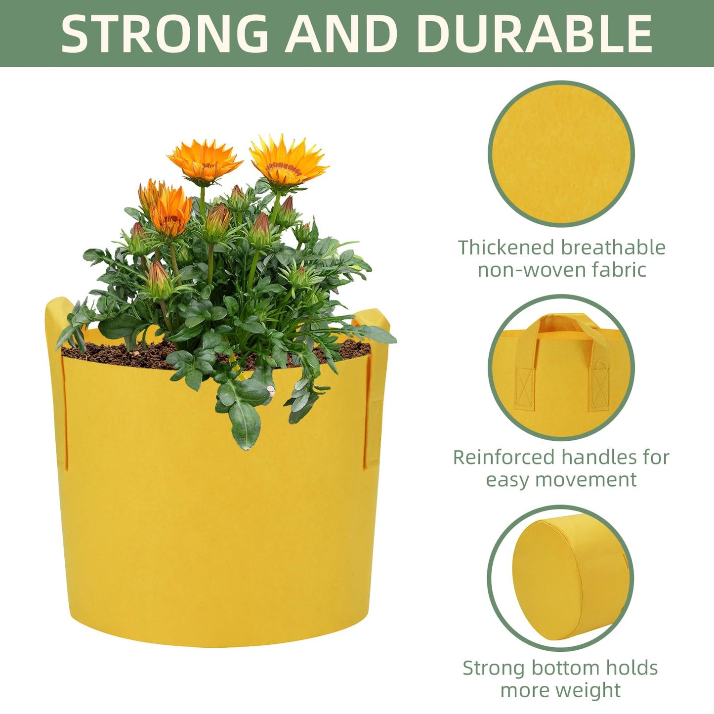 LITLANDSTAR 7-Pack 7 Gallon Colorful Grow Bags, Thickened Nonwoven Plant Fabric Pots with Handles, Heavy Duty Garden Planting Bag for Vegetable, Herbs & Flowers, Come with 4 Colors