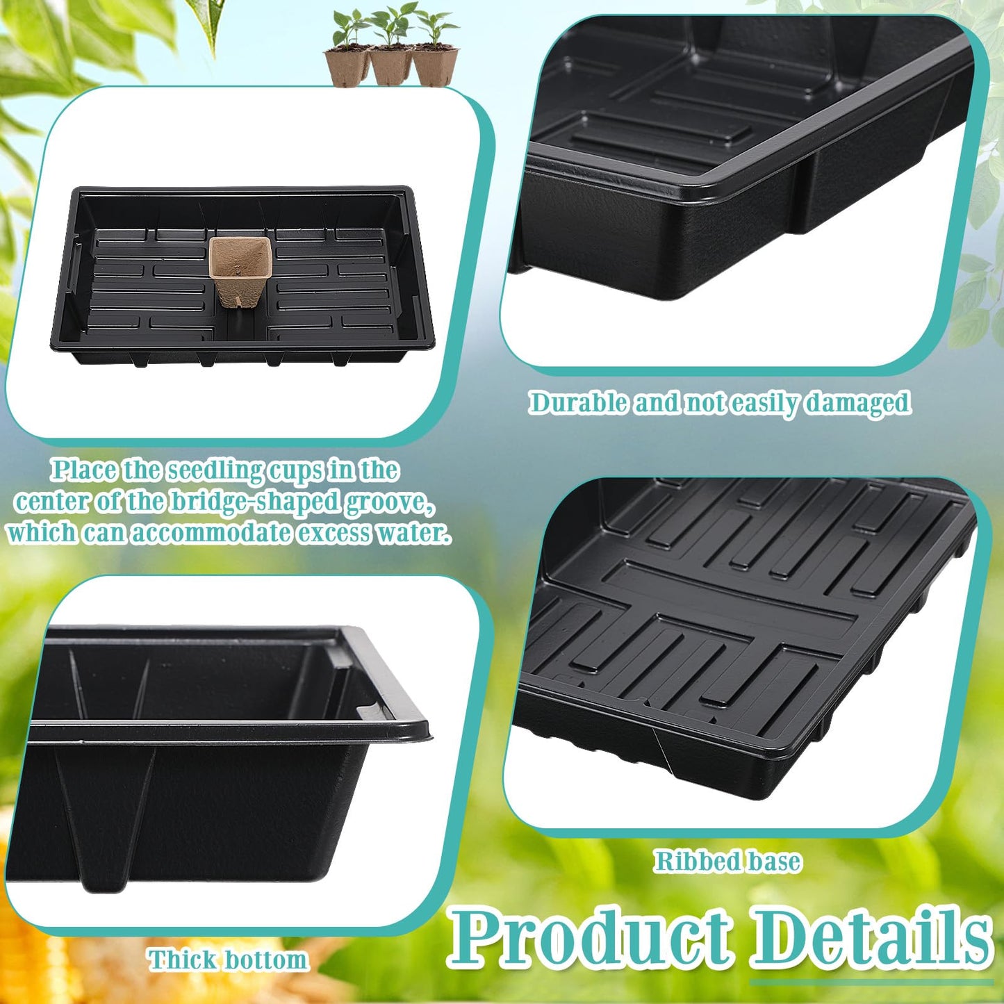 Baderke 8 Sets Seed Starter Tray Kit Including 120 Peat Pots for Seedlings 8 Plastic Growing Trays with Dome 120 Plant Labels and 4 Garden Tools for Outdoor Indoor Garden Plant