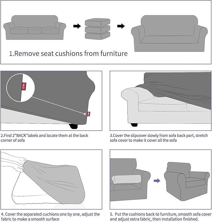 ZNSAYOTX 2 Piece Chair Covers for Living Room