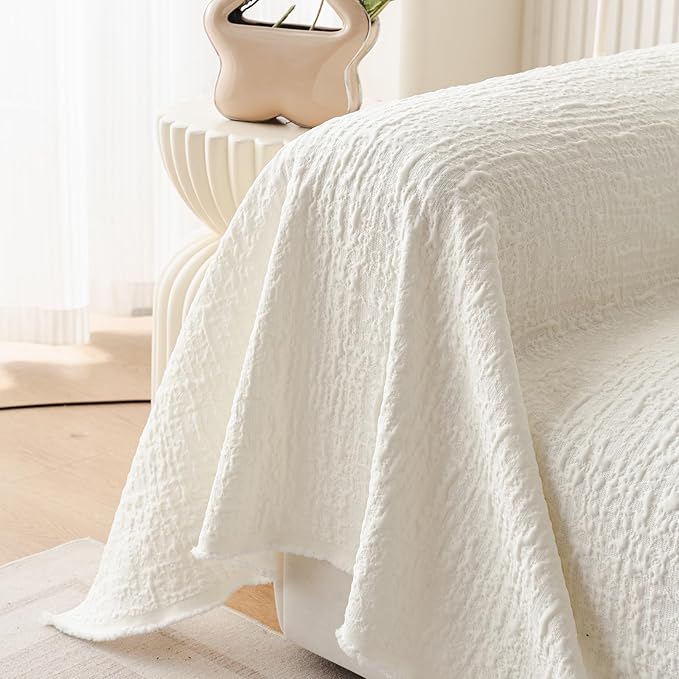DREAMINGO Bubble Textured Cooling Sofa Cover, Ice Silk Breathable Couch Cover