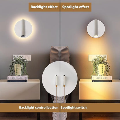 ZEROUNO Bedroom Wall Lamp with Switch Reading Light Hardwired Sconces Which Angle Adjustable for Bed-Side Interior Design (White)