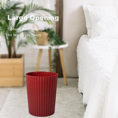 JiatuA Small Trash Can Plastic Wastebasket Round Garbage Container Bin for Bathroom, Kitchen, Bedroom, Home Office, College Dorm, Dark Red