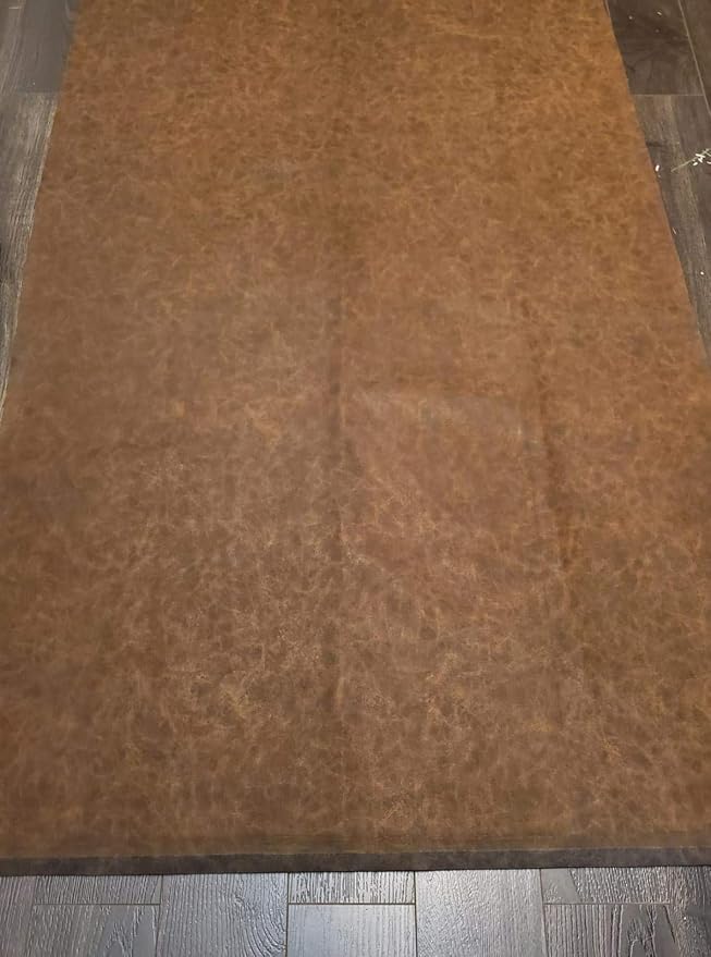 NAT Leathers | Brown Distressed 2 Tone Oily Faux Vegan Leather PU | 1 Yard 36