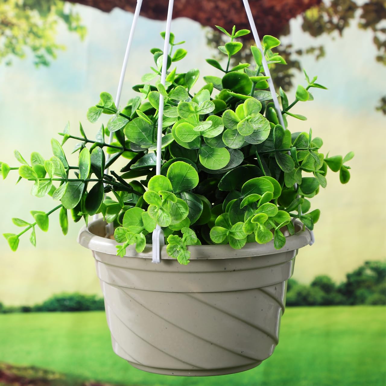 Parliky 4Pcs Plastic Hanging Planters with Drainage Holes Lightweight Window Balcony Garden Pots for Indoor Outdoor Plant Display
