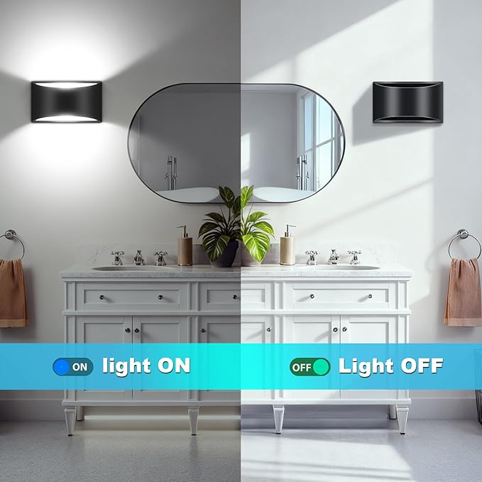 4 Pack Black Modern LED Wall Sconces, 6000K Cool White Hardwired Interior Wall Lights Up and Down Wall Mount Light for Bedroom,Living Room, Hallway(with G9 Bulbs)