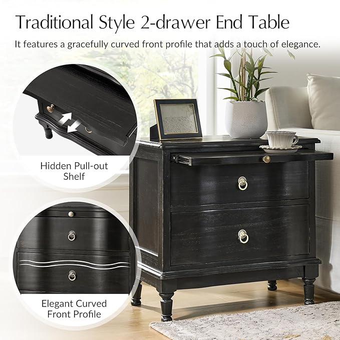 HULALA HOME Solid Wood Storage End Tables