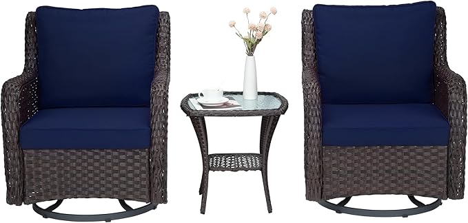 Towallmark Outdoor Swivel Wicker Glider Patio Chairs