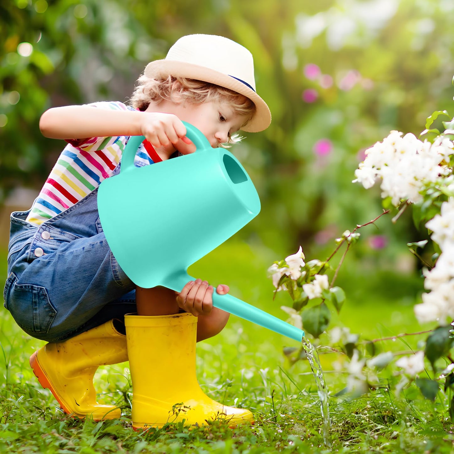 ZXJ Grip Plant Watering Cans for Indoor and Outdoor Home Garden Plants - with Long Spout - SkyBlue - 1/2 Gallon
