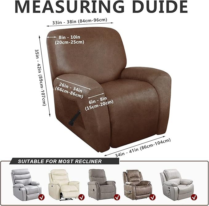 ANARACHON Leather Look Oversize Recliner Chair Covers, Thick 4 Pieces Recliner