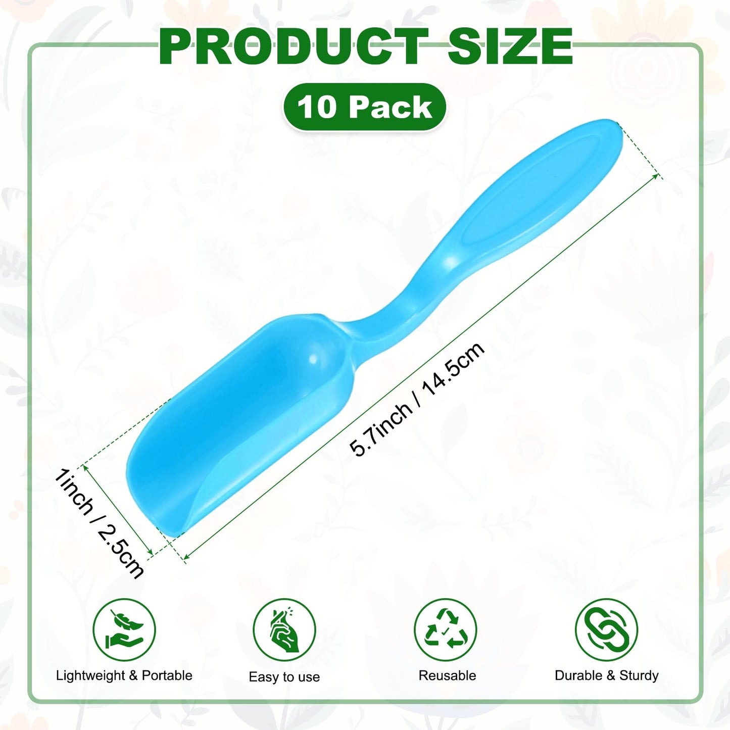 M METERXITY 10-Pack Mini Gardening Shovel Spoons, Plastic Garden Soil Scoops for Cultivation Digging Transplanting/Flower Planting/Plant Succulent, Colorful Small Gardening Tools [Blue]