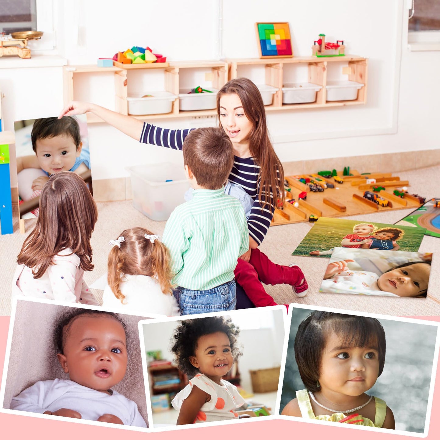 Motiskyy 12 Pcs Diversity Posters for Classroom Preschool Educational Learning Real Pictures for Daycare Home Multicultural Awareness(Infant Real Photo Poster Style)