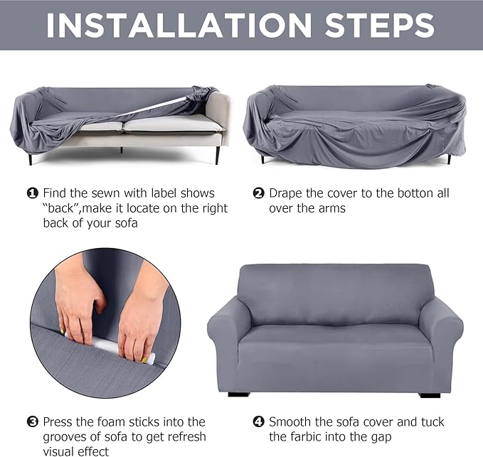 Peryiter 2 Pcs Sofa Covers Couch and Loveseat Covers Set Stretch Sofa Slipcover