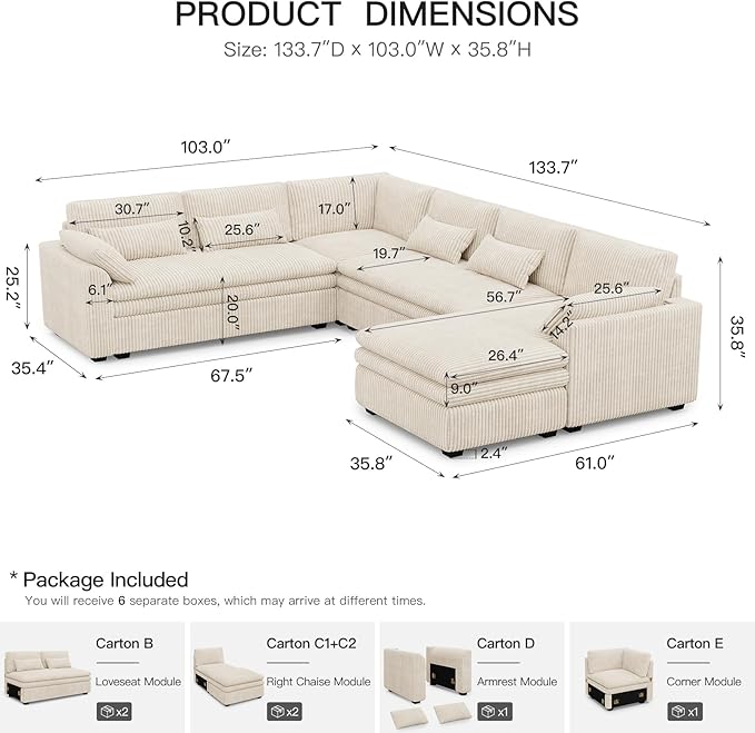 Belffin Large Modular Sectional Sofa
