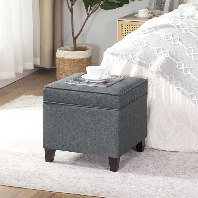 Adeco Chest and Footrest-Square Seat Storage Bench Ottoman