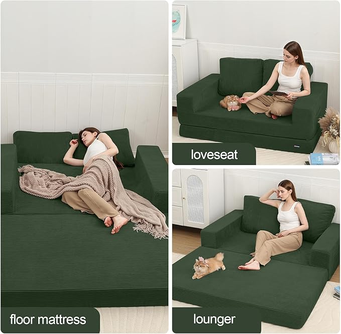 COMAX Convertible Sofa Bed Queen, Folding Fold Out Couch Bed, Floor Futon Couch