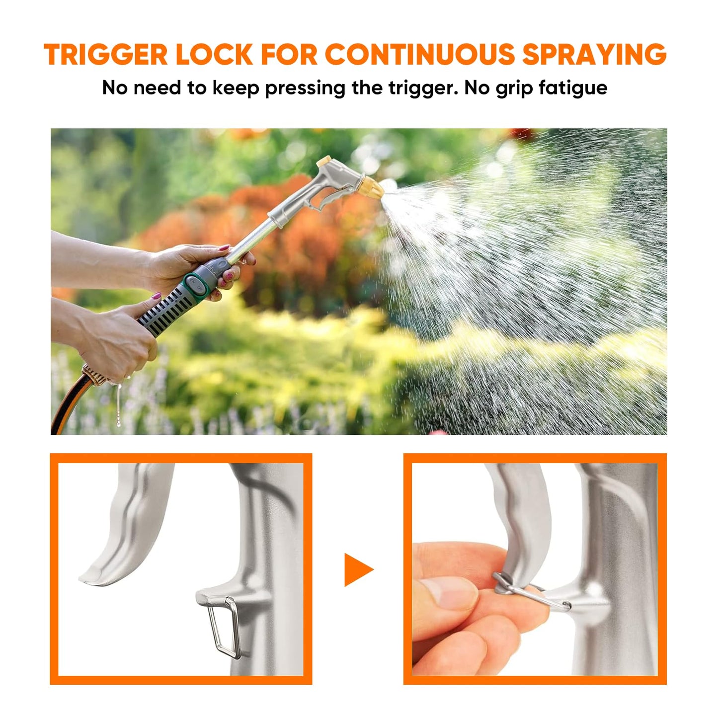 Garden Hose Nozzle, Heavy-Duty Outdoor Water Sprayer with 4 Spray Patterns Leak-Proof Brass Nozzle for Watering Plants, Car Washing, Pet Bathing