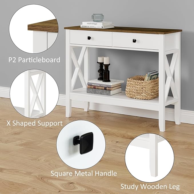 Lomojo Console Table, Sofa Table 13.8" D x 39.37" W x 31.5" HEntryway Table
