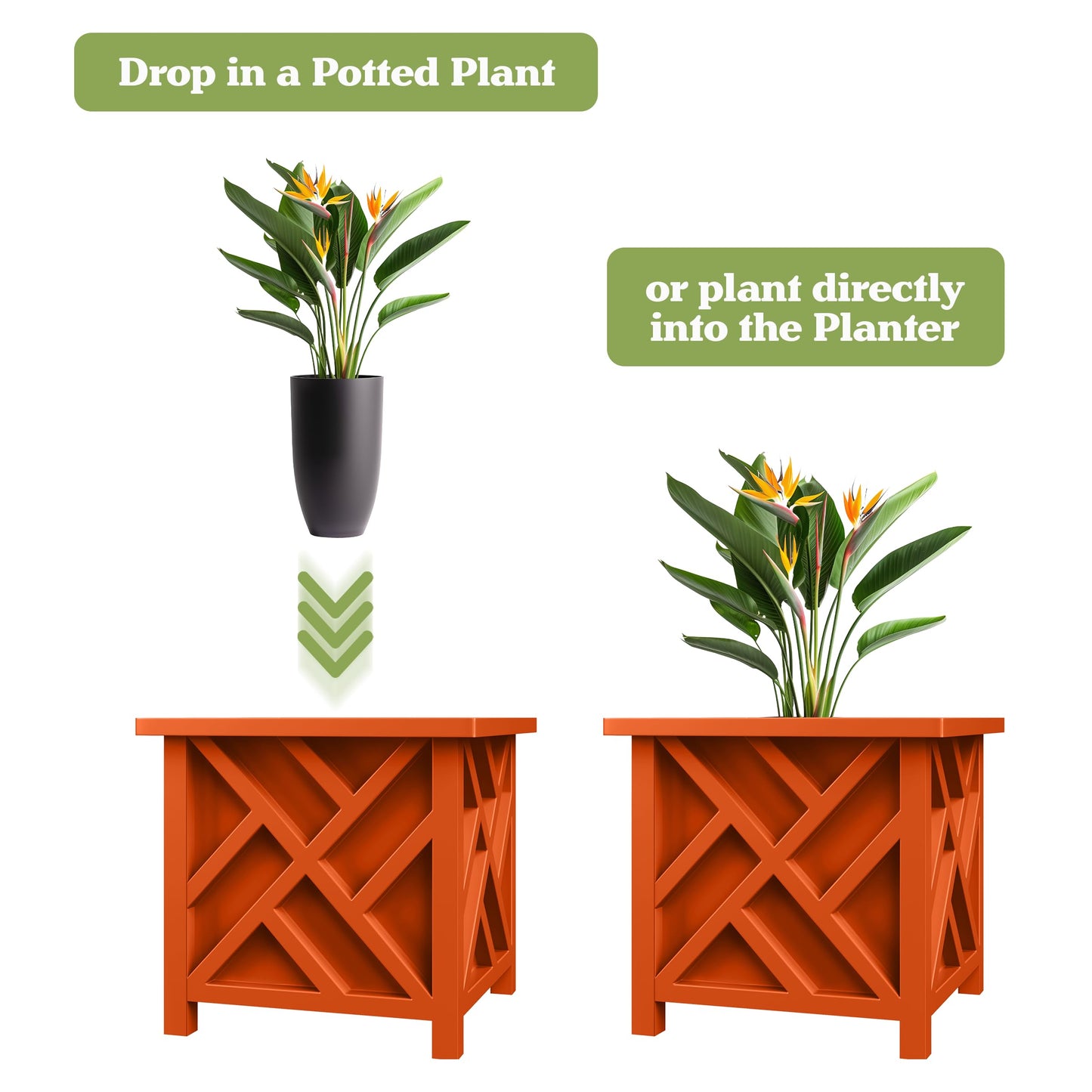 Lattice Design Planter Box - 15.5-Inch-Square Decorative Outdoor Flower or Plant Pot - Front Porch, Patio and Garden Decor by Pure Garden (Terracotta)