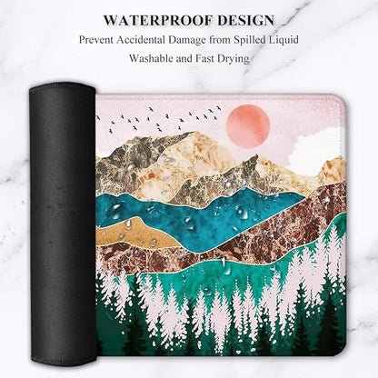 LATEEFAH Large Mouse Pad and Keyboard Wrist Rest, Desk Pad for Keyboard and Mouse, Extended Gaming Mouse Pad with Wrist Support, Waterproof Non-Slip Desk Mouse Mat for Office, Home
