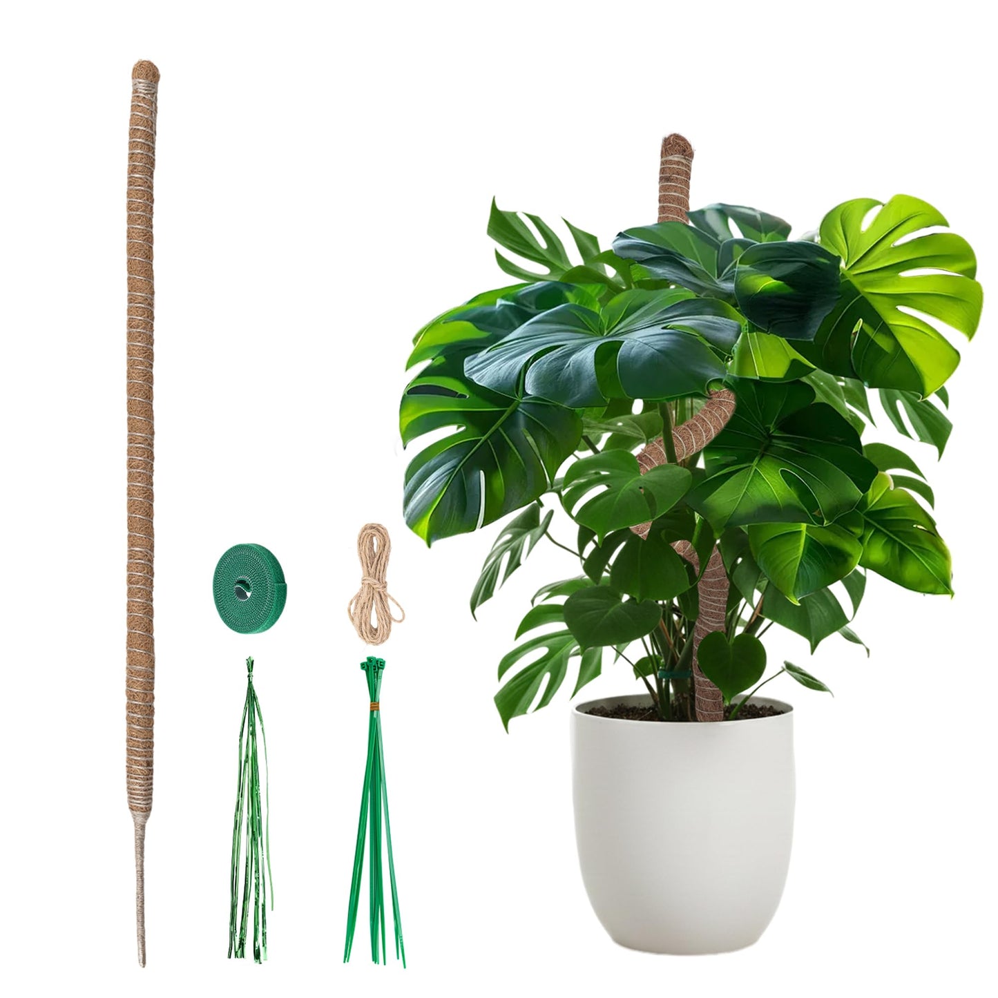 Mcbazel 47 Inch Moss Pole for Plants Monstera, Monstera Plant Support Stick, Bold Version Bendable Moss Poles Plant Support Stick for Large Climbing Plants, Stick Support Stake Kit for Potted Plants
