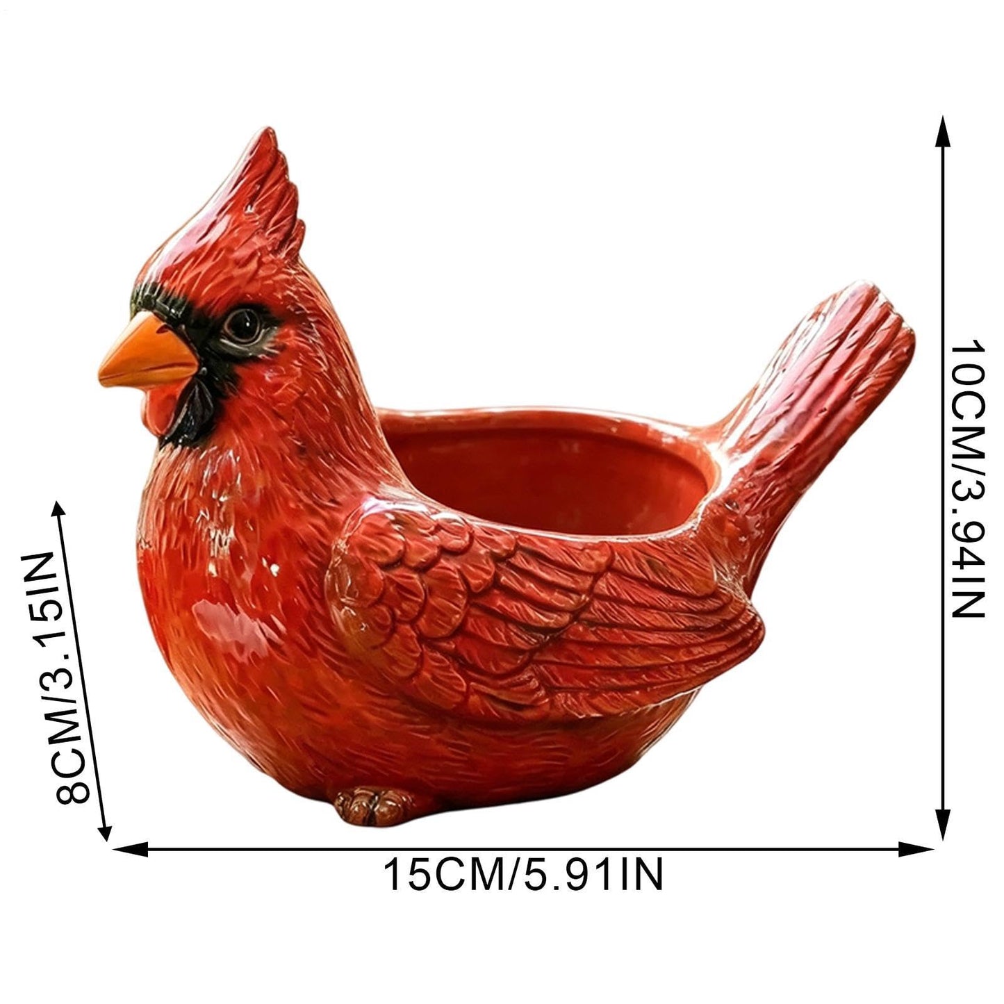 Animal Planter - Bird Flower Pot, Resin Container with Wide Opening Design, Hand Painted Plant Pot with Decorative Detail Finish, Garden Decor Accessory Compact Display Style for Balcony Patio