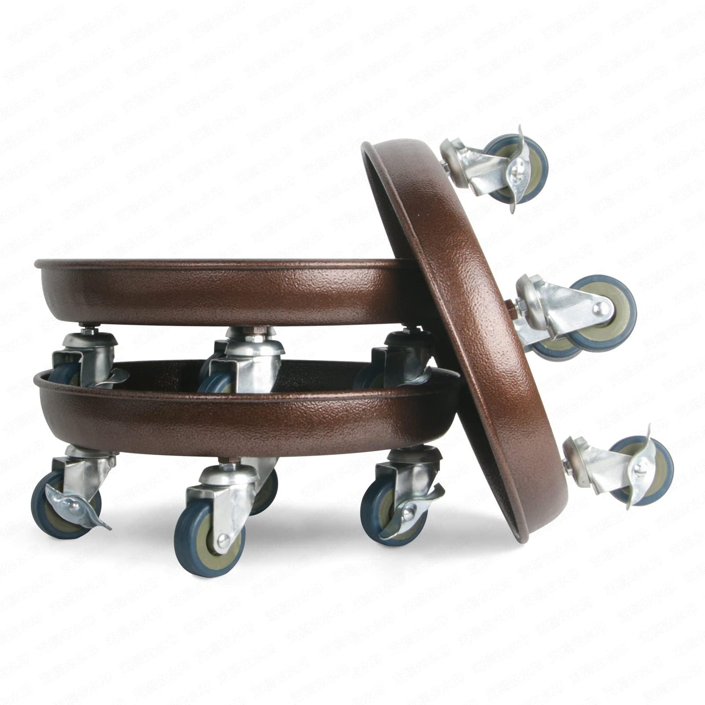 Kaoolaa Plant Caddy with Wheels 12 Inch 2 Pack, Heavy Duty Metal Plant Stand & Dolly with Lockable Casters, Holds 160 lbs for Indoor Outdoor Large Flower Pots, Bronze