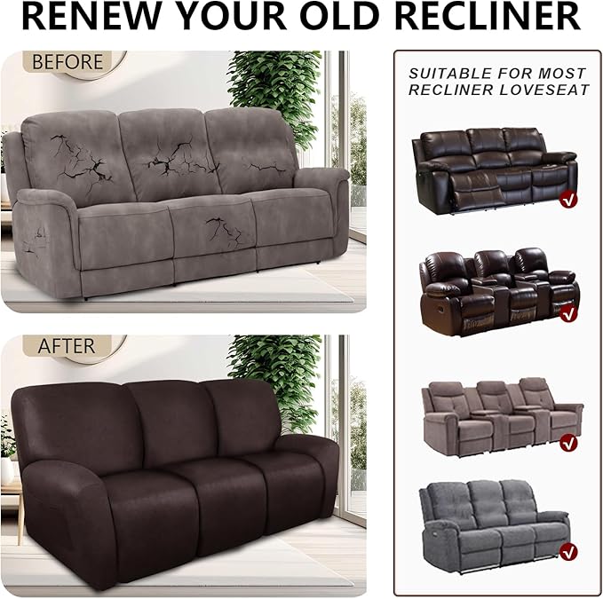 ANARACHON Recliner Couch Cover Leather Look Recliner Sofa Covers