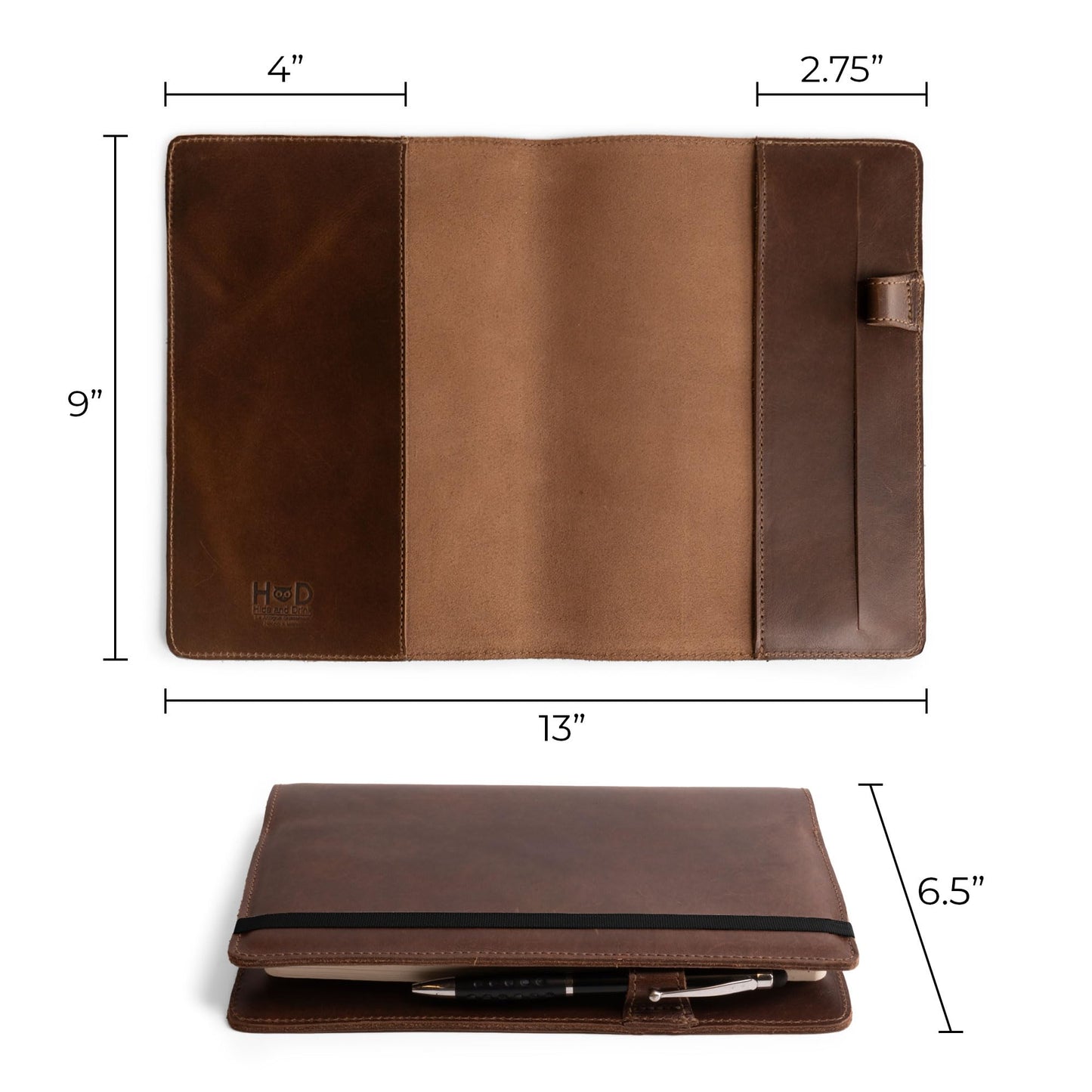 Hide & Drink, Case for Hardcover Leuchtturm A5 (5.75 x 8.25 in.) Notebook, Protective Cover for Journal, Personal Planner, Full Grain Leather, Handmade Writing Accessory (Bourbon Brown, A5)