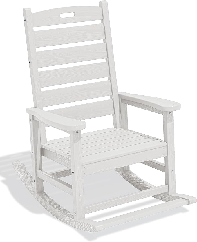SERWALL HDPE Outdoor Rocking Chair, Oversized Rocking Chair
