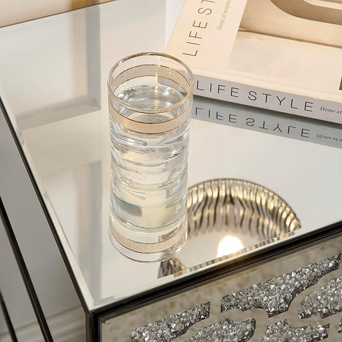 Mirrored Bedside Nightstand, Modern Side Table