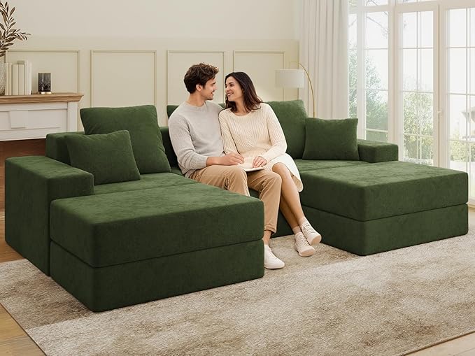 Living&Giving 101" U-Shaped Cloud Sectional Couch