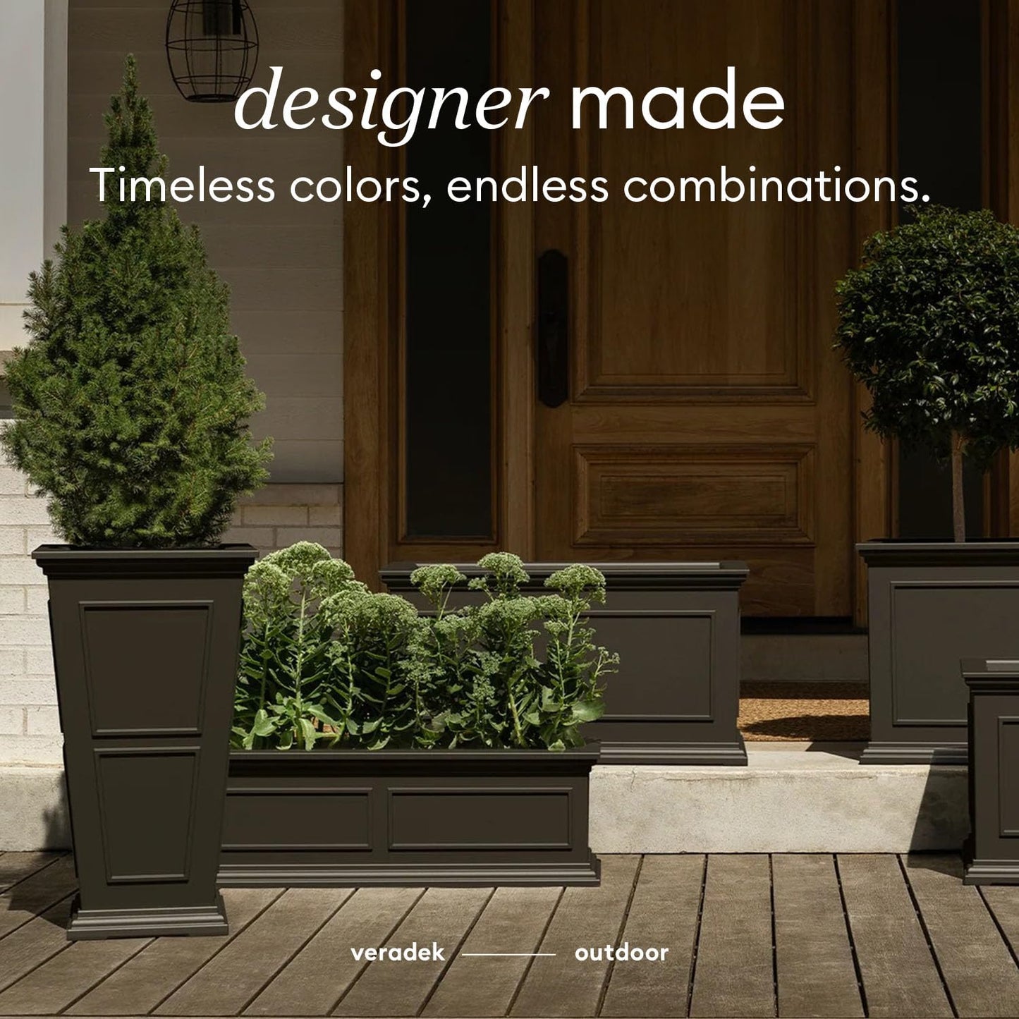 Veradek Brixton Series Tall Planter - Large Outdoor Planter for Front Porch/Patio | Crack-Resistant Plastic for All-Weather Use | Classic Estate Design for Tall Plants, Flowers, Trees