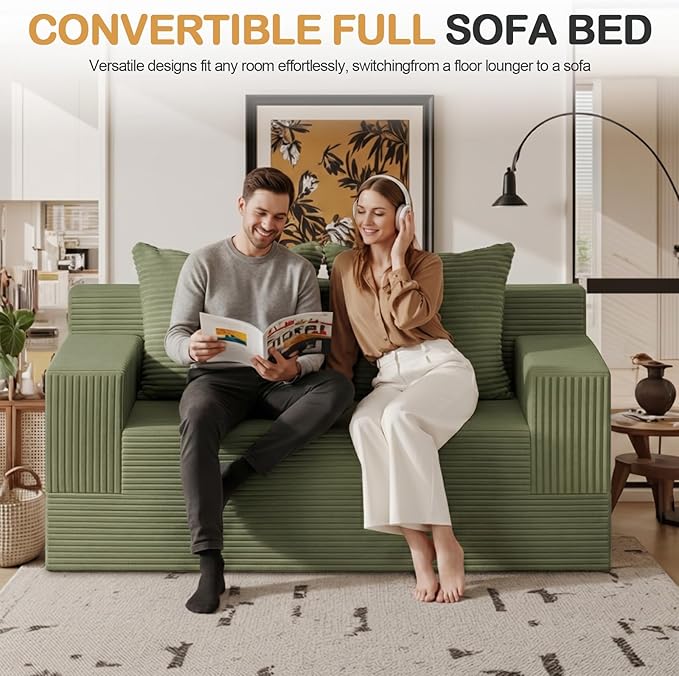 Erament Boneless Loveseat Convertible Sofa Bed, Folding Floor Futon Sleeper