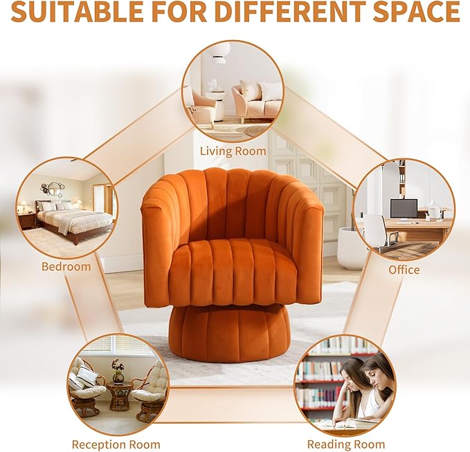 Swivel Accent Barrel Chair Set of 2- Cute Comfy Small Round 360° Arm Chair