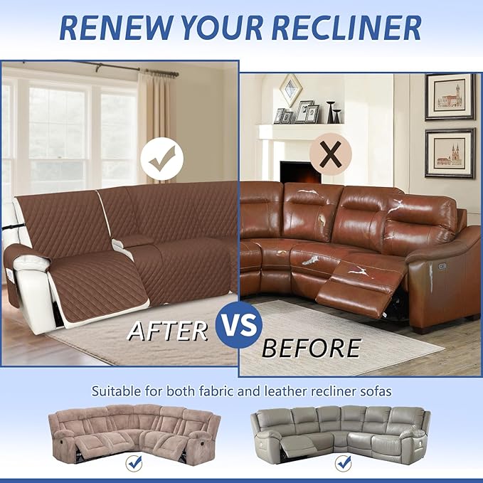 Arfntevss Recliner Sectional Couch Covers 1OO% Waterproof L Shape Sofa Cover