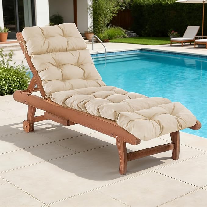 Chaise Lounge Cushions Outdoor, Waterproof & Fade Resistant Patio Lounge Chair