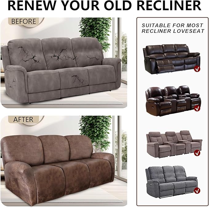 ANARACHON Recliner Couch Cover Leather Look Recliner Sofa Covers