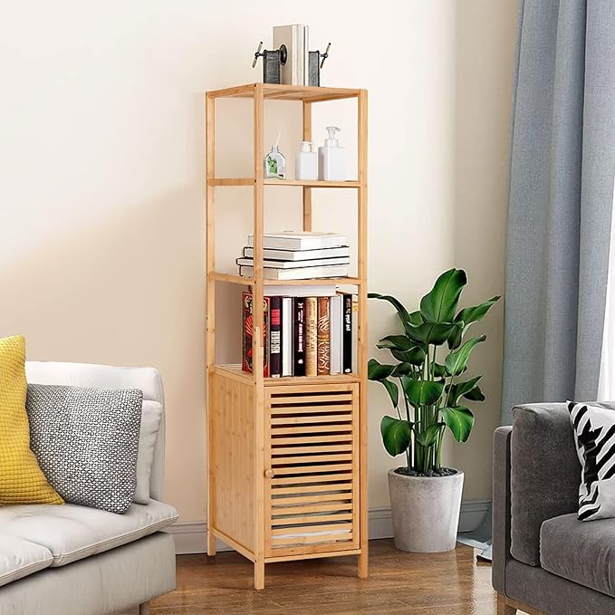 Tangkula Bathroom Cabinet, 65 Inch Tall Slim Bathroom Storage Cabinet
