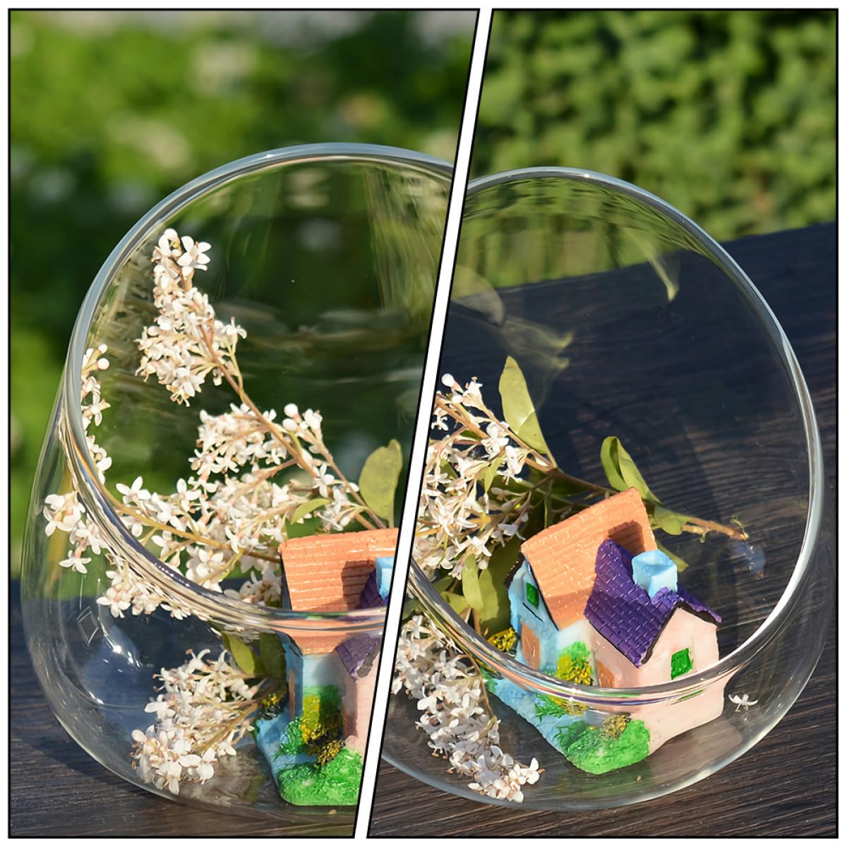 TIDTALEO 3pcs Slant Cut Glass Bottles Ecological Terrarium Vases for Succulent Plants Desktop Micro Landscape Decoration