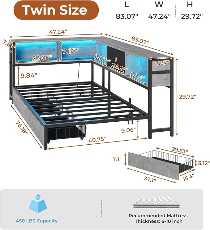 DICTAC Twin Corner Bed Frame