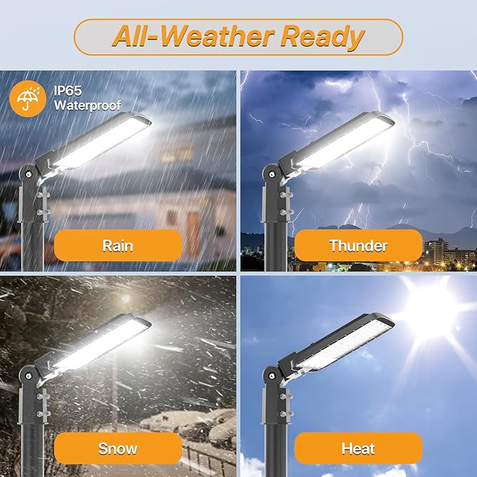 200W Led Parking Lot Light with Dusk to Dawn Photocell 120V Slip Fitter Pole Mount Lights 5000K Outdoor IP65 Waterproof Commercial Street Area Lighting for Parking Lot, Barn, Church