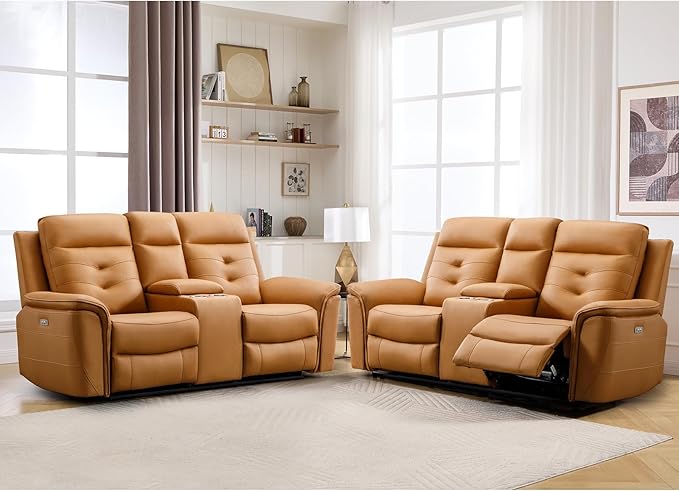 ANJ Oversized Power Reclining Loveseat Sofa Set of 2
