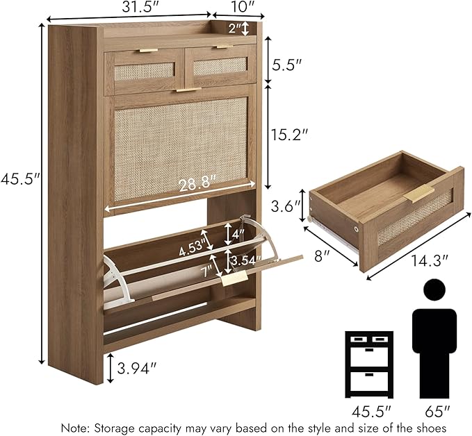 HOKYHOKY Rattan Shoe Storage Cabinet