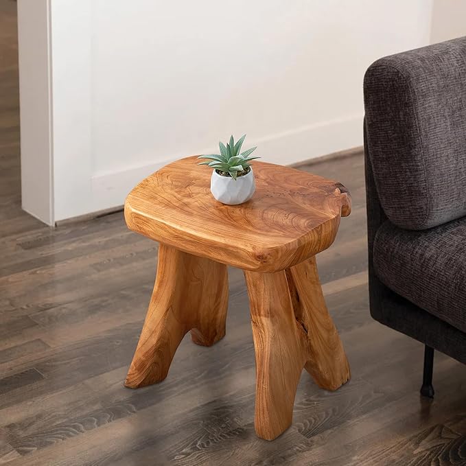 Greenage Cedar Roots Wooden Stool Naturally Shape 10" x 13.5" x 12.2" H Wood