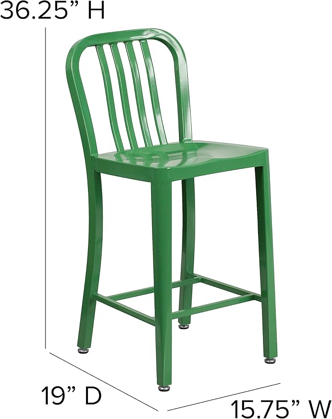 Flash Furniture Commercial Grade 24" High Green Metal Indoor-Outdoor Counter