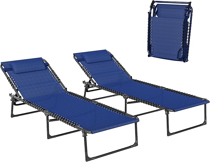 Outsunny Folding Chaise Lounge Chair Set of 2, Patio Sun Tanning Chair