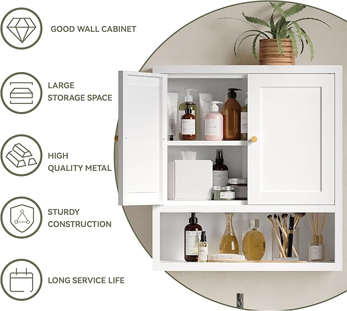 YAUWOH Metal Bathroom Storage Cabinet, Metal Storage Cabinet