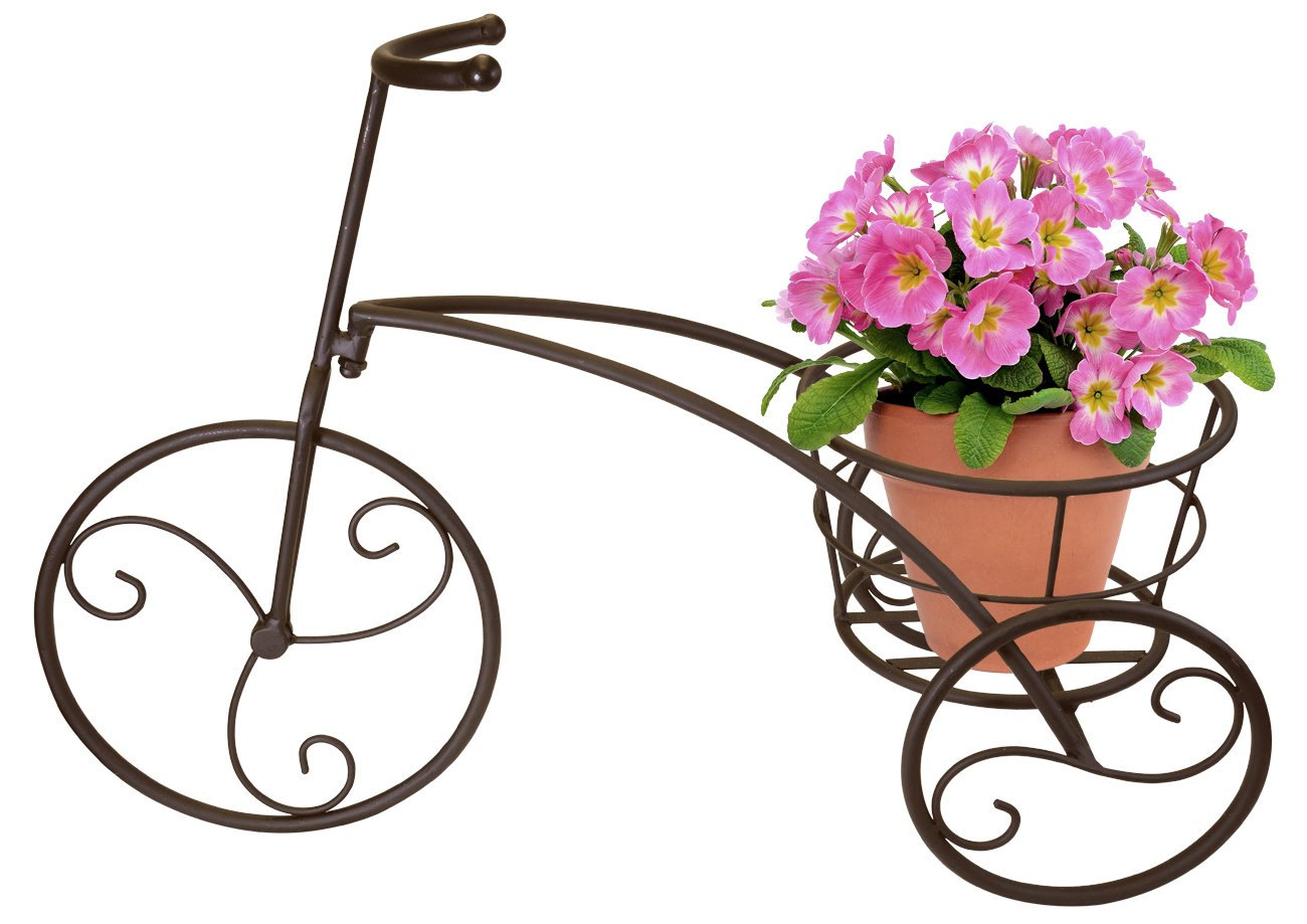 Sorbus Tricycle Plant Stand - Flower Pot Cart Holder - Ideal for Home, Garden, Patio - Great Gift for Plant Lovers, Housewarming, Mother’s Day - Parisian Style (Single Pot, Bronze)