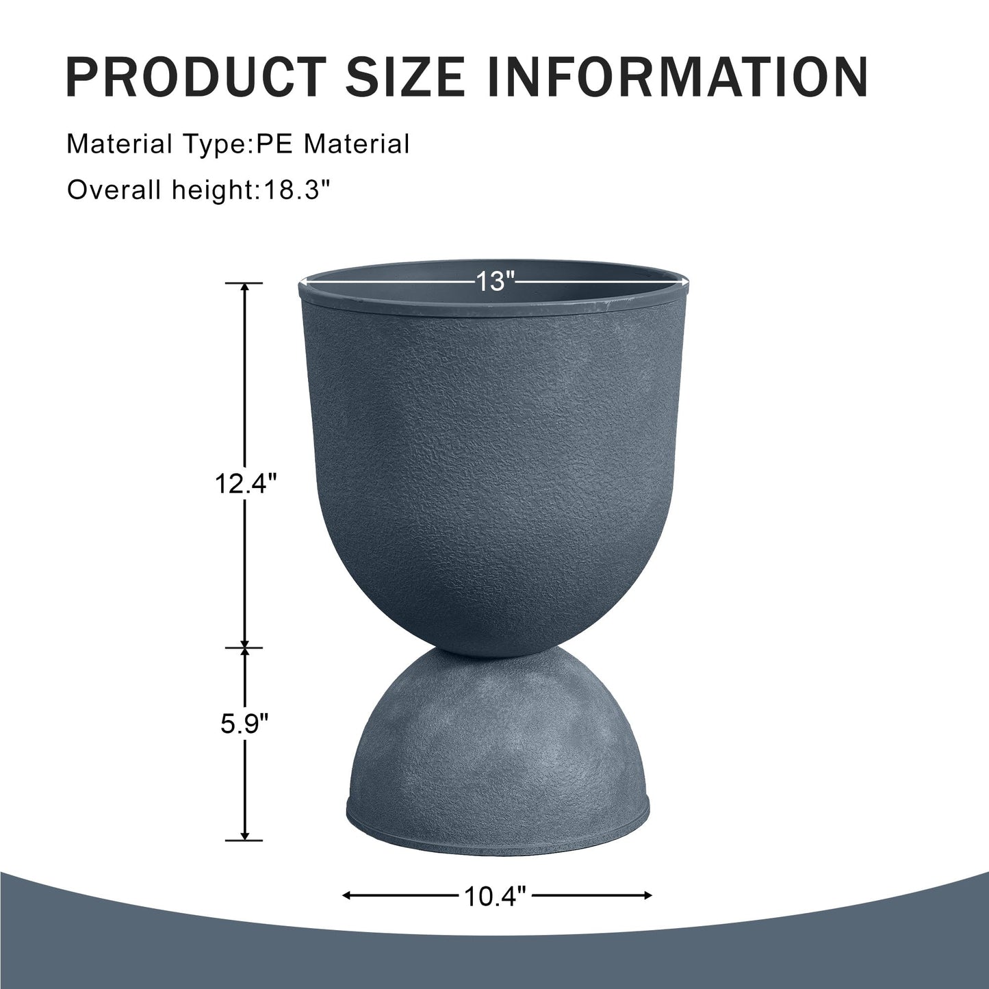 Casaphoria 2-Pack 18" Tall Planters for Outdoor Plants, 13" Large Plastic Flower Pots with Drainage, Lightweight Antique Shape Planters for Front Porch, Patio, Deck (Grey)