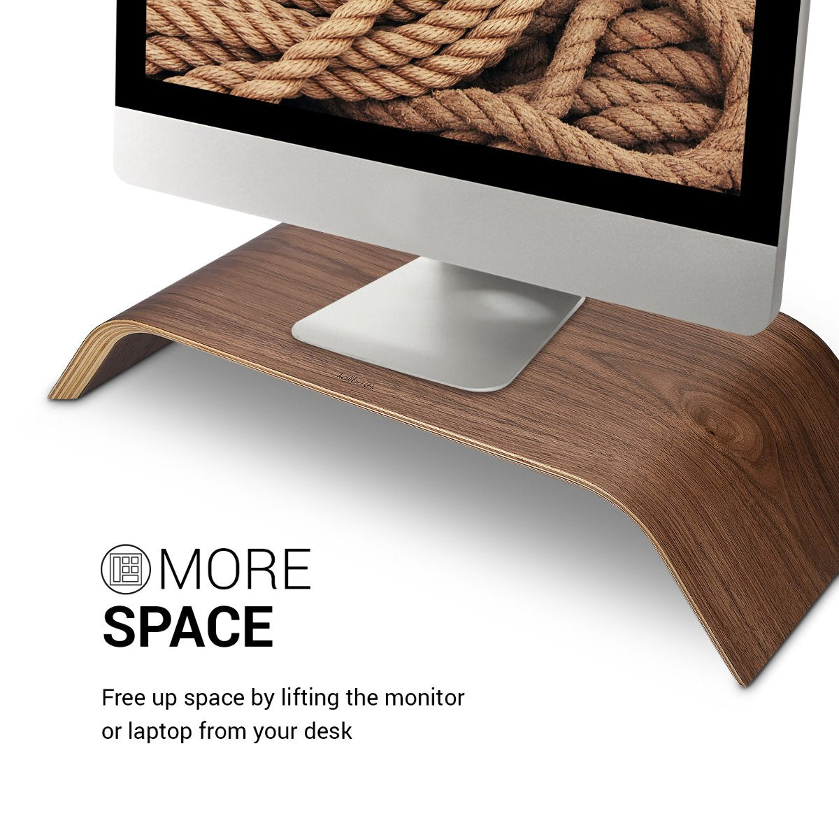 kalibri Wood Monitor Stand Riser - Computer Desk Holder Desktop Dock Wooden Mount Display for PC TV Screen Notebook Laptop - Walnut